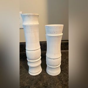 2 Wooden Rustic Candleholders -1-12inch 1-10inch